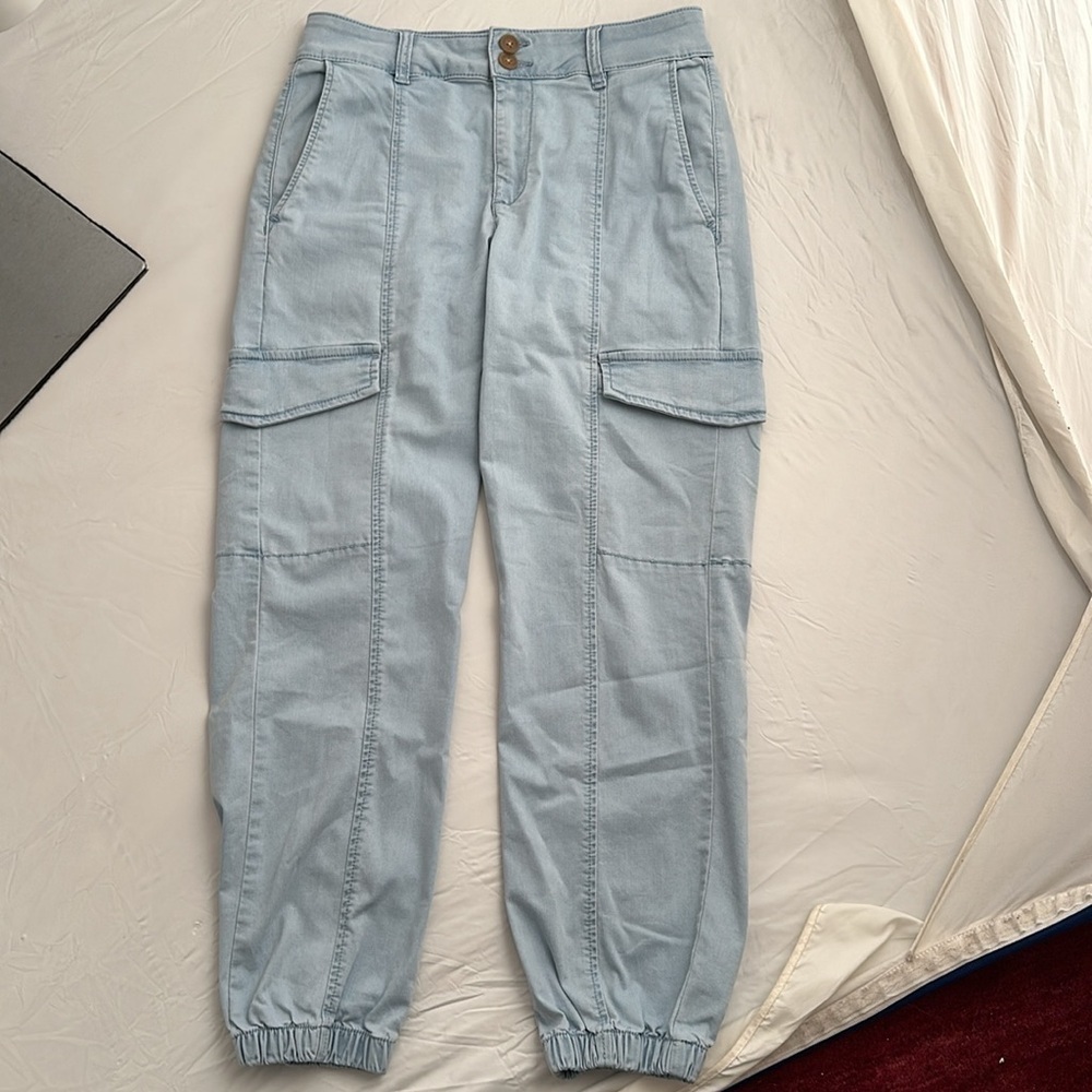 Sanctuary Rebel Ultra Pale blue casual stretch cargo jogger pants - Picture 4 of 15